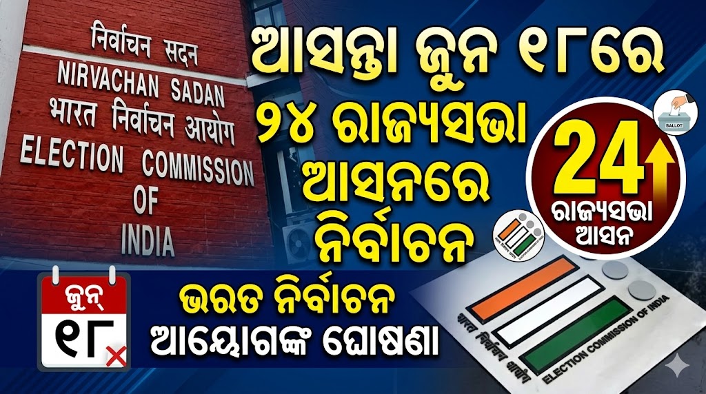 ଆସନ୍ତା ଜୁନ ୧୮ରେ ୨୪ ରାଜ୍ୟସଭା ଆସନରେ ନିର୍ବାଚନ