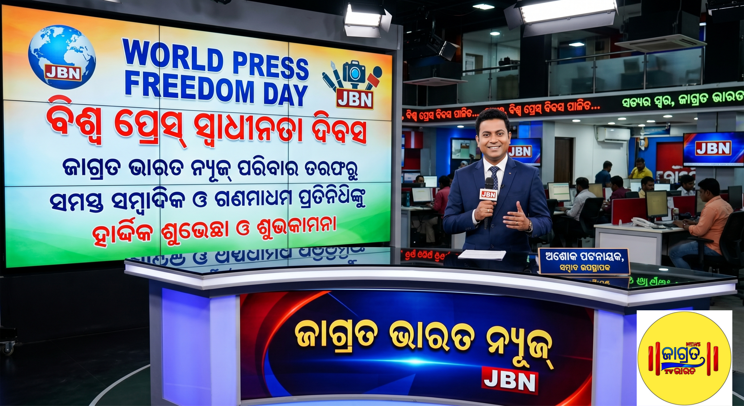 ବିଶ୍ୱ ପ୍ରେସ୍ ସ୍ୱାଧୀନତା ଦିବସ: ସମସ୍ତ ଗଣମାଧ୍ୟମ ପ୍ରତିନିଧିଙ୍କୁ ‘ଜାଗ୍ରତ ଭାରତ ନ୍ୟୁଜ୍’ର ହାର୍ଦ୍ଦିକ ଶୁଭେଚ୍ଛା