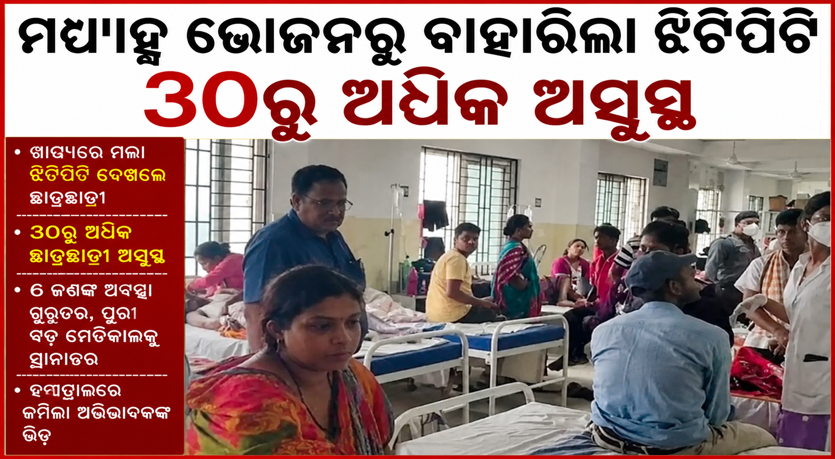 Delanga School Mid-Day Meal: ଖାଦ୍ୟରେ ଝିଟିପିଟି ପଡ଼ିବା ପରେ ୩୦ରୁ ଅଧିକ ଛାତ୍ରଛାତ୍ରୀ ଅସୁସ୍ଥ