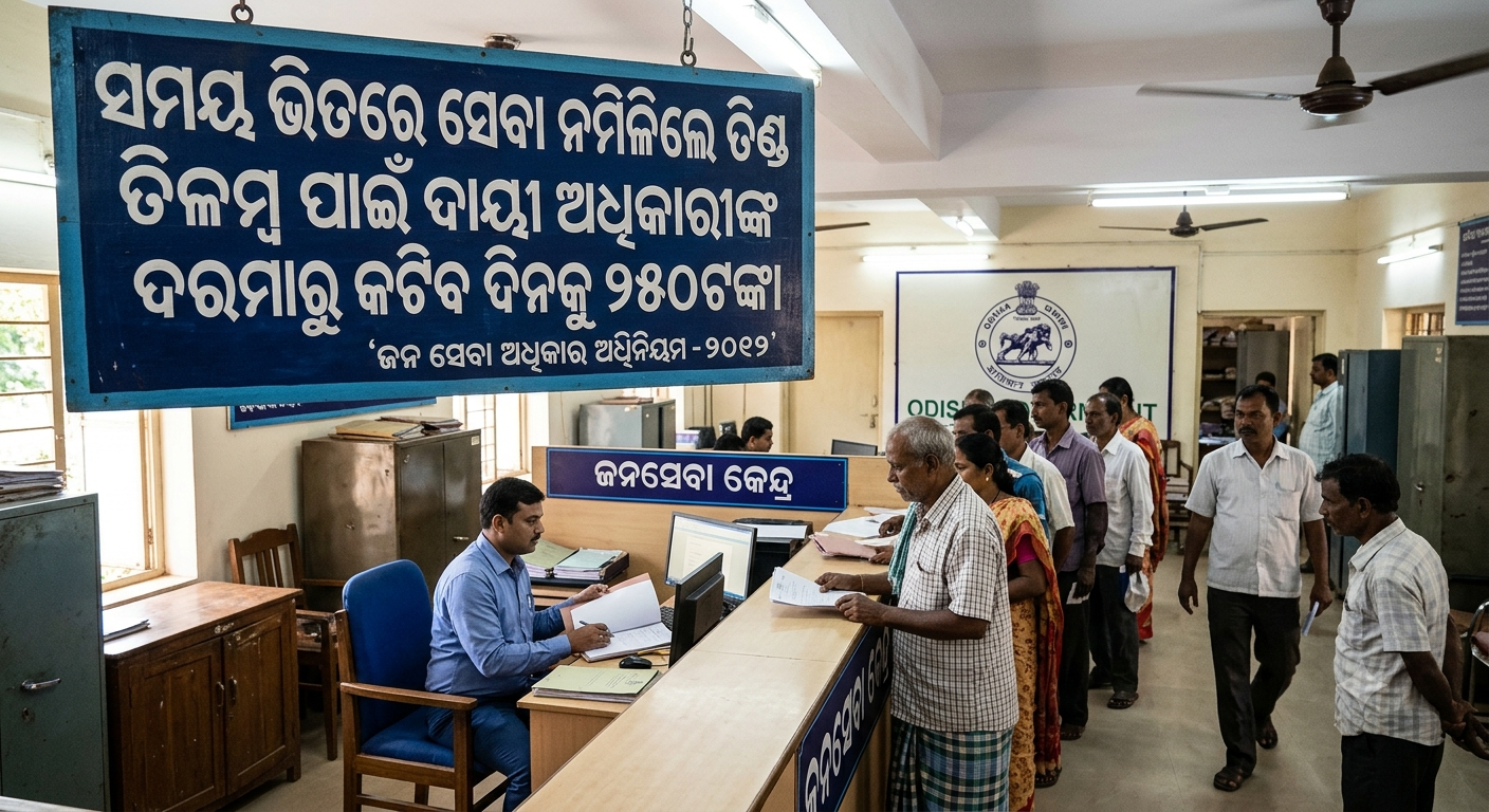 ସମୟ ଭିତରେ ସେବା ନମିଳିଲେ ମିଳିବ ତଣ୍ଡବିଳମ୍ବ ପାଇଁ ଦାୟୀ ଅଧିକାରୀଙ୍କ ଦରମାରୁ କଟିବ ଦିନକୁ ୨୫୦ଟଙ୍କା